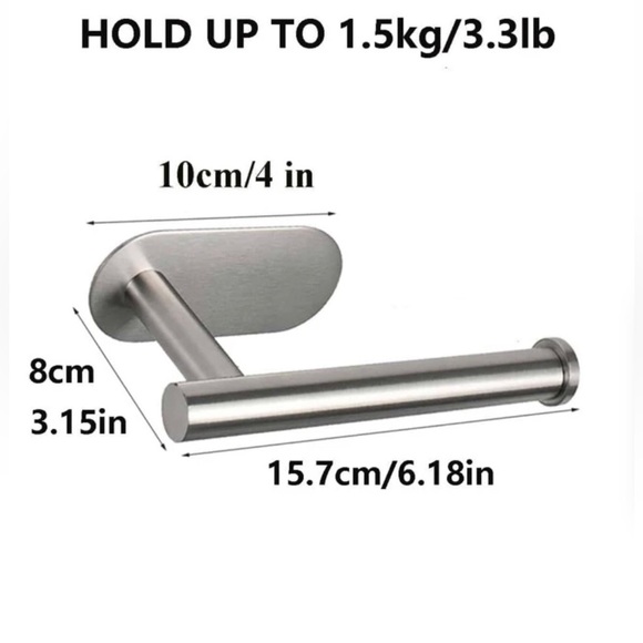 NIB Stainless Steel Toilet Paper Holder / No Punch /Easy 3M Stick Decor Bathroom - Picture 14 of 15